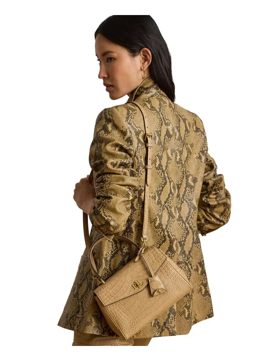 Сумка-шопер Farrah Embossed Small Soft Satchel Lauren Ralph Lauren — изображение 2 из 8, бежевый