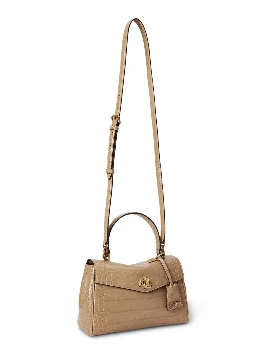 Сумка-шопер Farrah Embossed Small Soft Satchel Lauren Ralph Lauren — изображение 5 из 8, бежевый