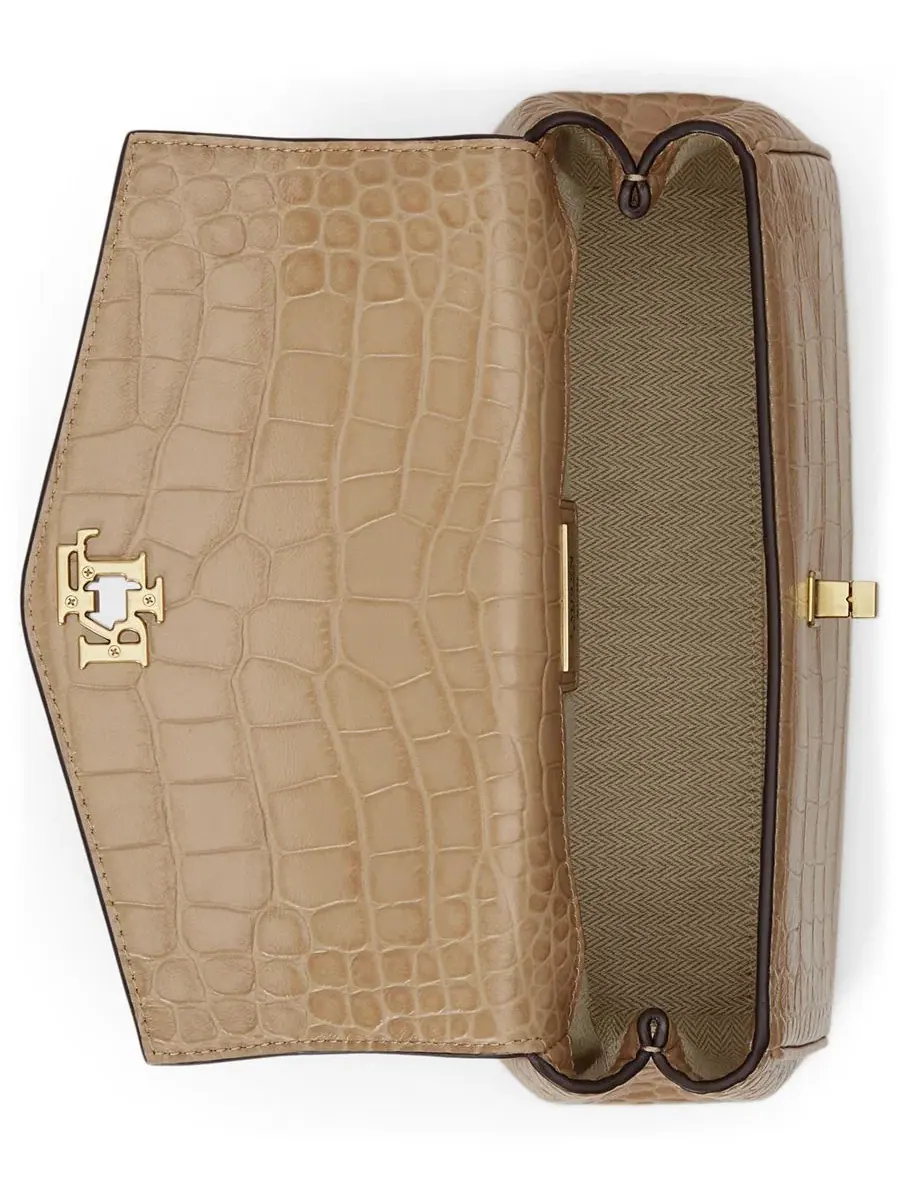 Сумка-шопер Farrah Embossed Small Soft Satchel Lauren Ralph Lauren — изображение 6 из 8, бежевый