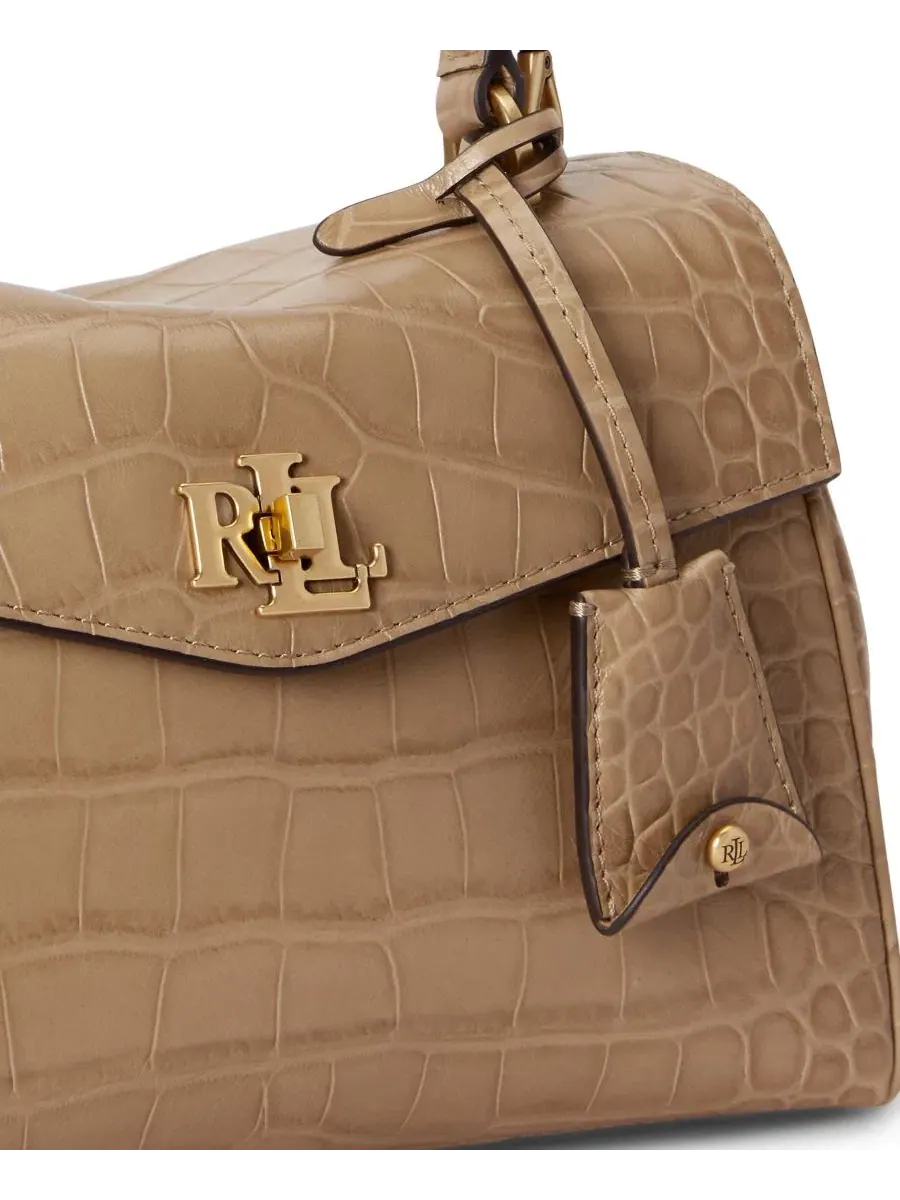 Сумка-шопер Farrah Embossed Small Soft Satchel Lauren Ralph Lauren — изображение 7 из 8, бежевый