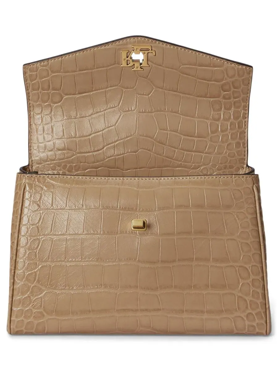 Сумка-шопер Farrah Embossed Small Soft Satchel Lauren Ralph Lauren — изображение 8 из 8, бежевый