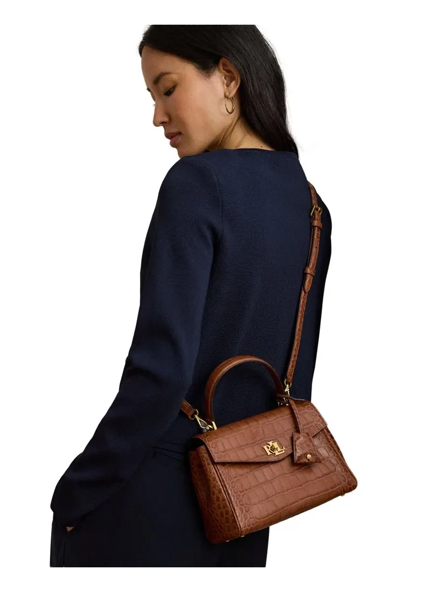 Сумка-шопер Farrah Embossed Small Soft Satchel Lauren Ralph Lauren — изображение 2 из 8, бежевый