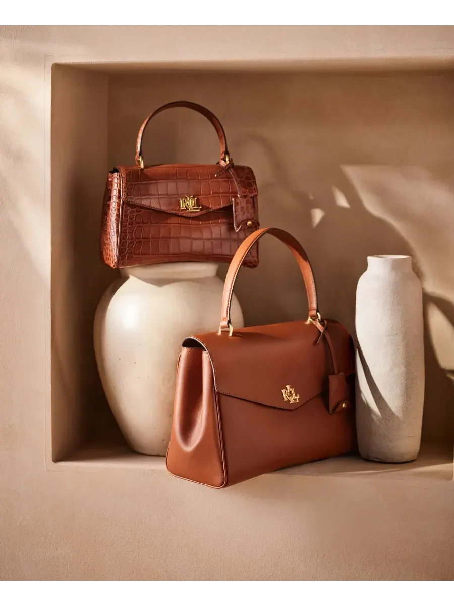 Сумка-шопер Farrah Embossed Small Soft Satchel Lauren Ralph Lauren — изображение 3 из 8, бежевый