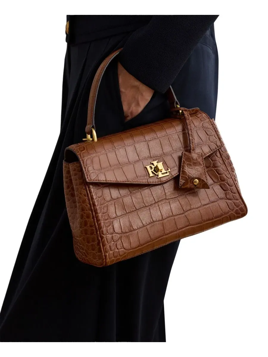 Сумка-шопер Farrah Embossed Small Soft Satchel Lauren Ralph Lauren — изображение 4 из 8, бежевый
