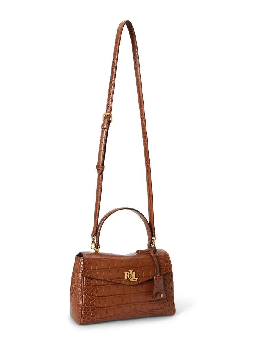 Сумка-шопер Farrah Embossed Small Soft Satchel Lauren Ralph Lauren — изображение 6 из 8, бежевый