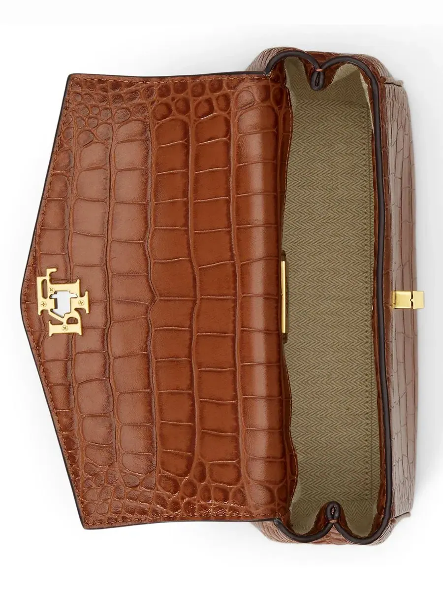 Сумка-шопер Farrah Embossed Small Soft Satchel Lauren Ralph Lauren — изображение 7 из 8, бежевый