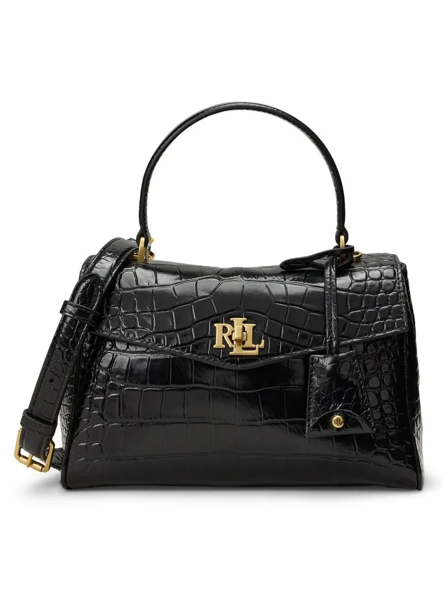 Сумка-шопер Farrah Embossed Small Soft Satchel Lauren Ralph Lauren — изображение 1 из 7, черный