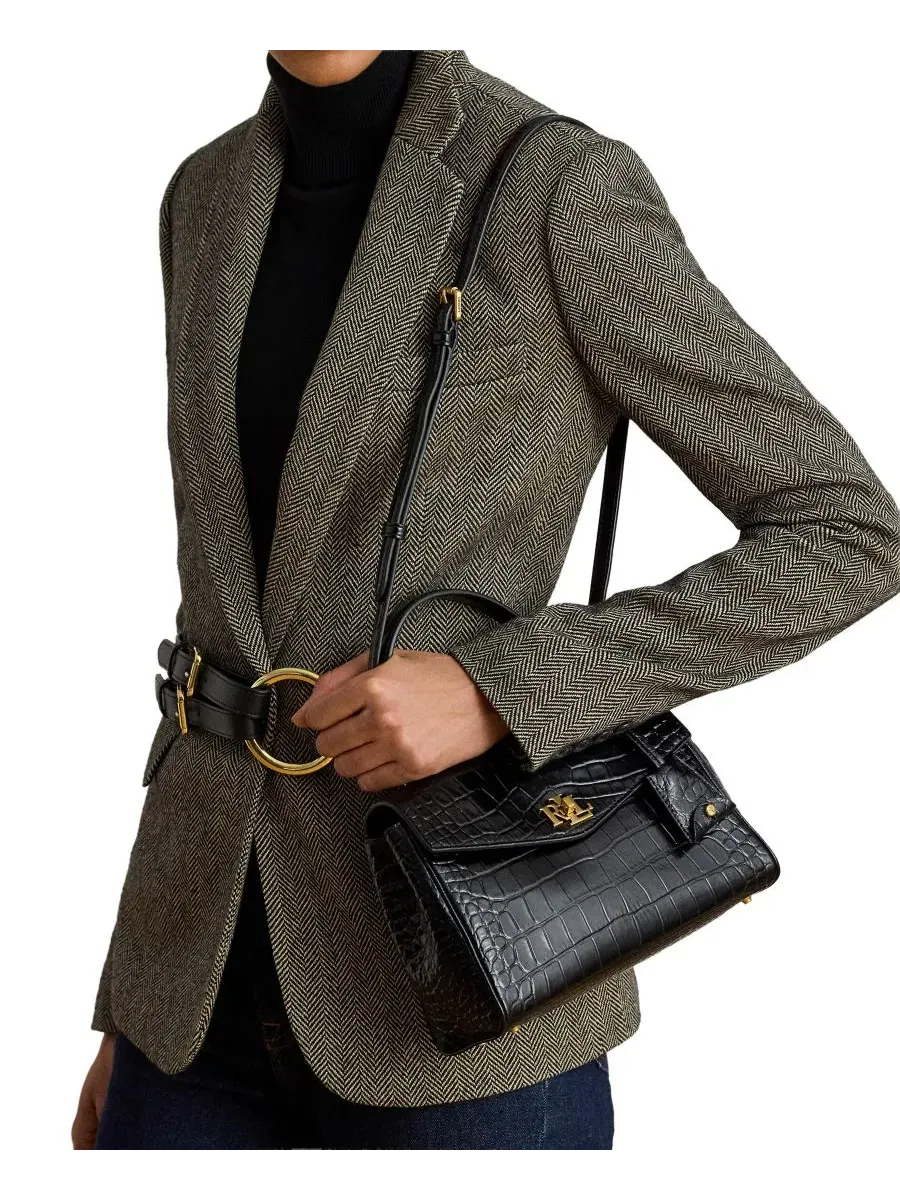 Сумка-шопер Farrah Embossed Small Soft Satchel Lauren Ralph Lauren — изображение 2 из 7, черный