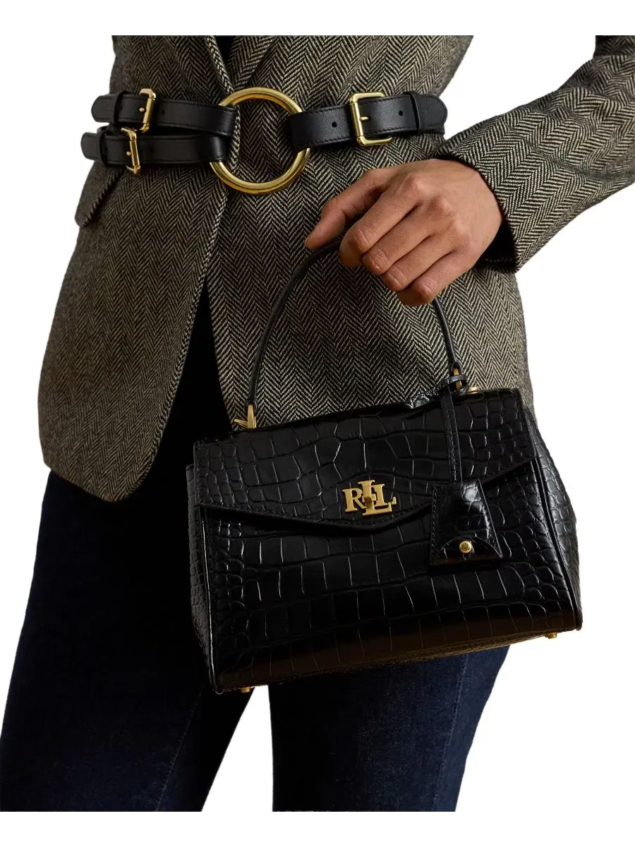 Сумка-шопер Farrah Embossed Small Soft Satchel Lauren Ralph Lauren — изображение 3 из 7, черный