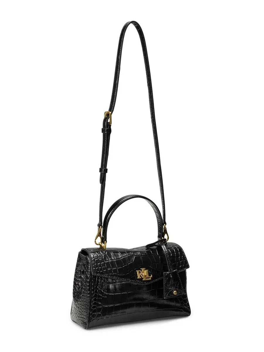 Сумка-шопер Farrah Embossed Small Soft Satchel Lauren Ralph Lauren — изображение 5 из 7, черный