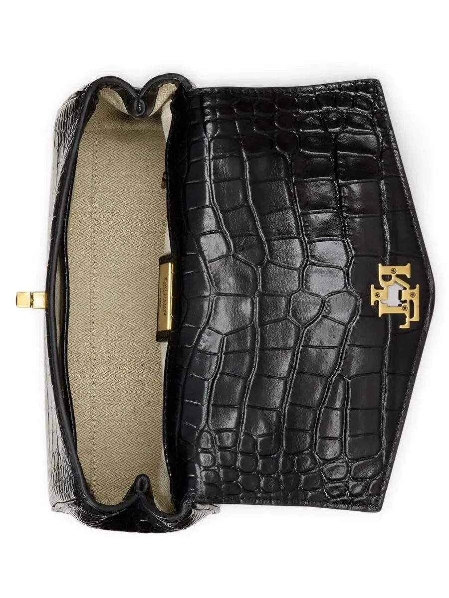 Сумка-шопер Farrah Embossed Small Soft Satchel Lauren Ralph Lauren — изображение 6 из 7, черный