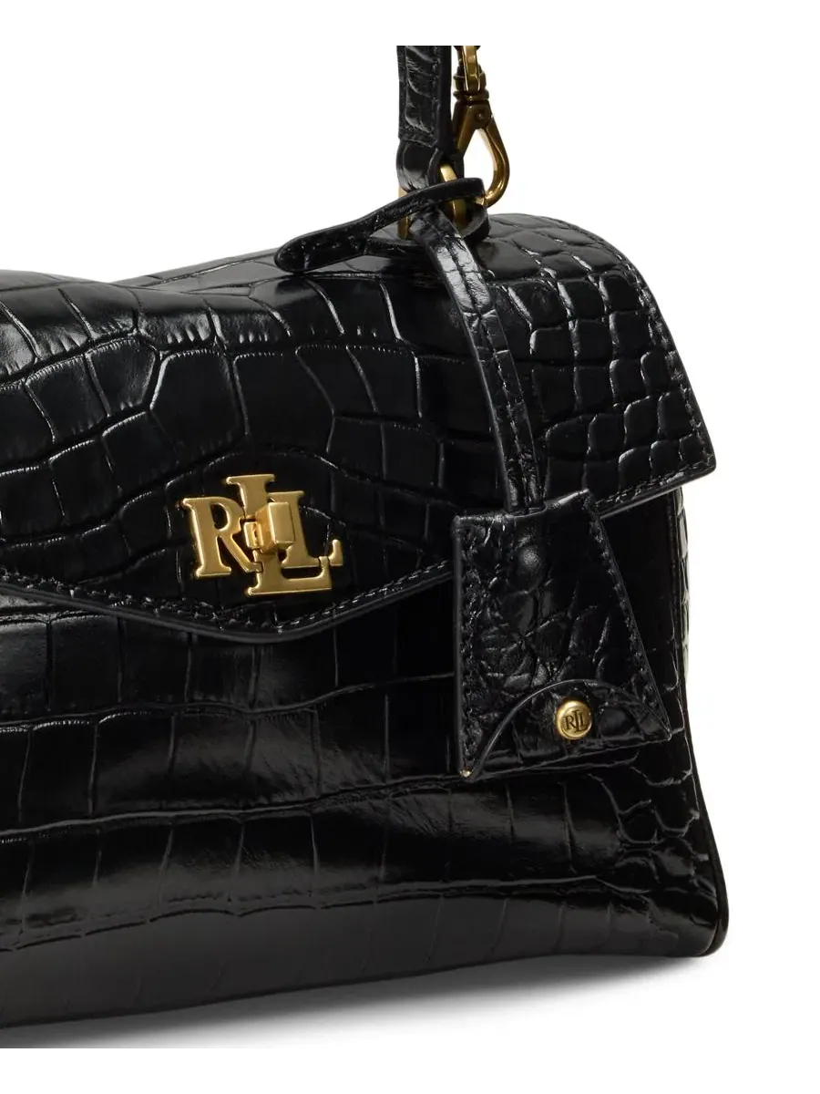 Сумка-шопер Farrah Embossed Small Soft Satchel Lauren Ralph Lauren — изображение 7 из 7, черный