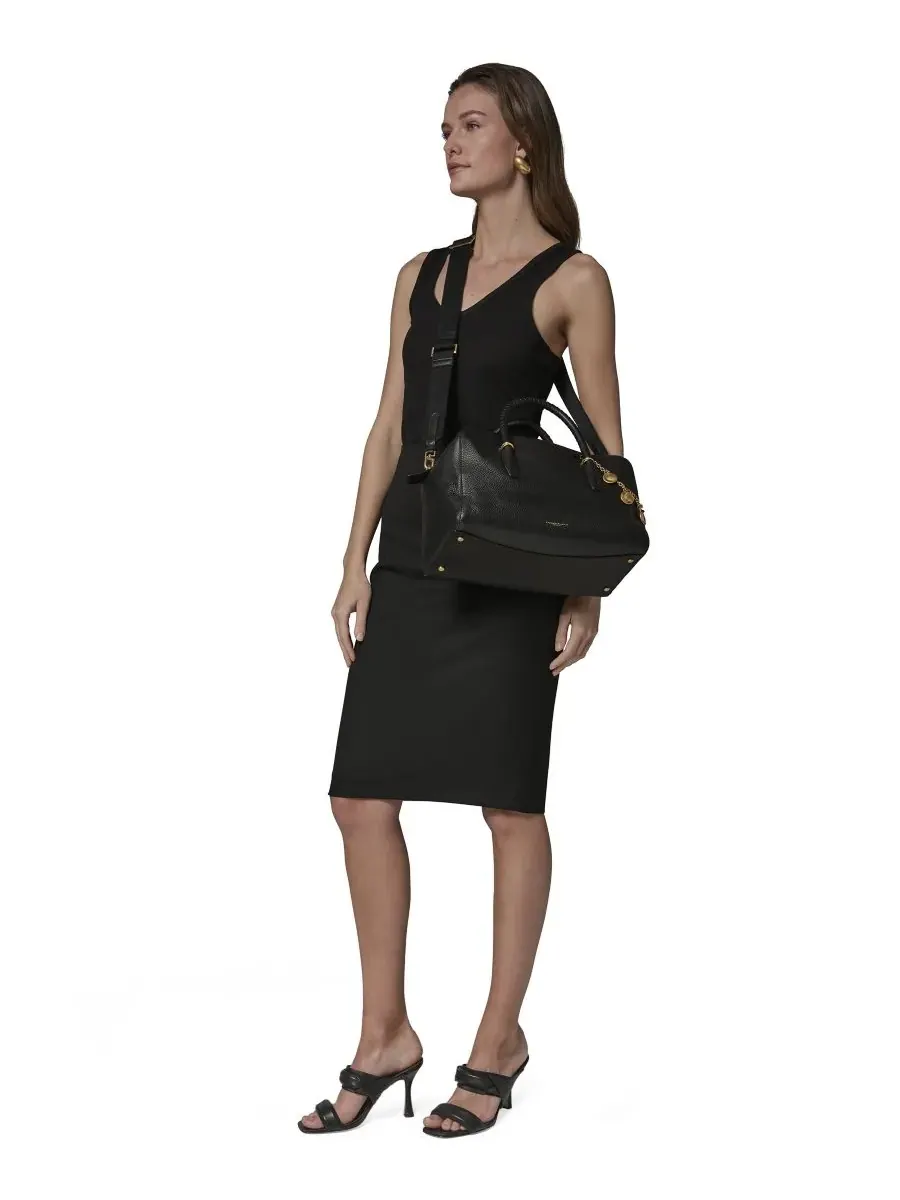 Сумка-мессенджер Chantilly Medium из кожи Donna Karan New York — изображение 4 из 5, черный/золотистый
