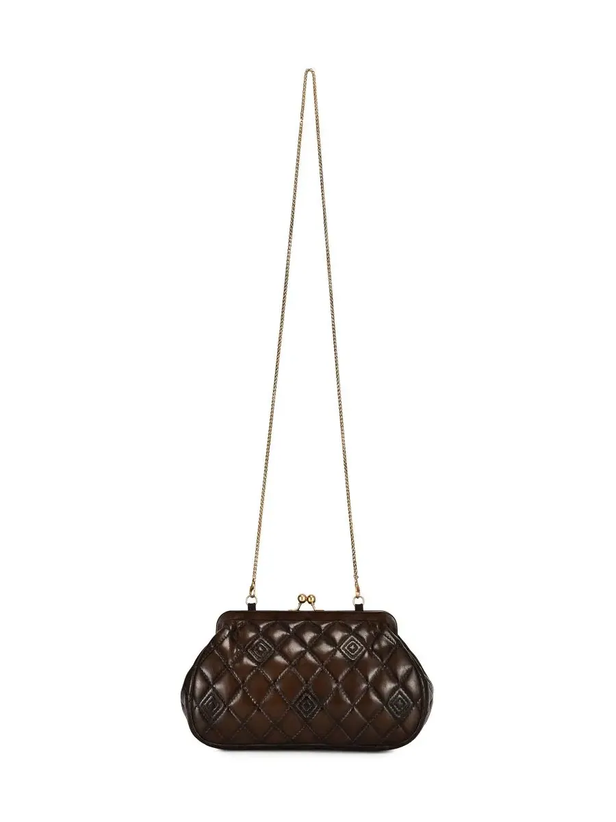 Сумка через плечо из стеганой кожи Petunia Small Quilted Leather Crossbody OLD TREND — изображение 5 из 8, серый