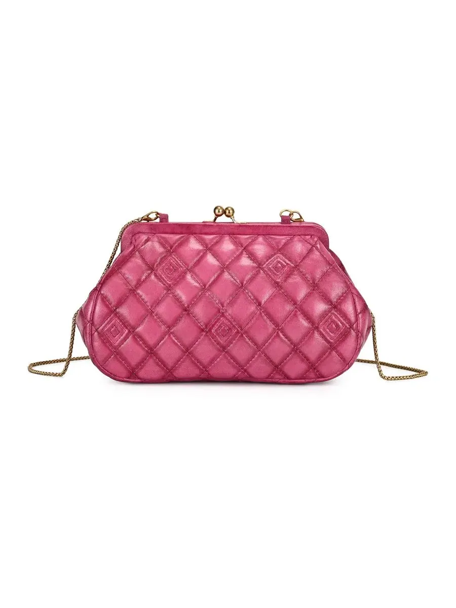 Сумка через плечо из стеганой кожи Petunia Small Quilted Leather Crossbody OLD TREND — изображение 1 из 8, розовый