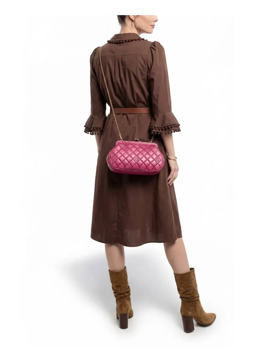 Сумка через плечо из стеганой кожи Petunia Small Quilted Leather Crossbody OLD TREND — изображение 7 из 8, розовый
