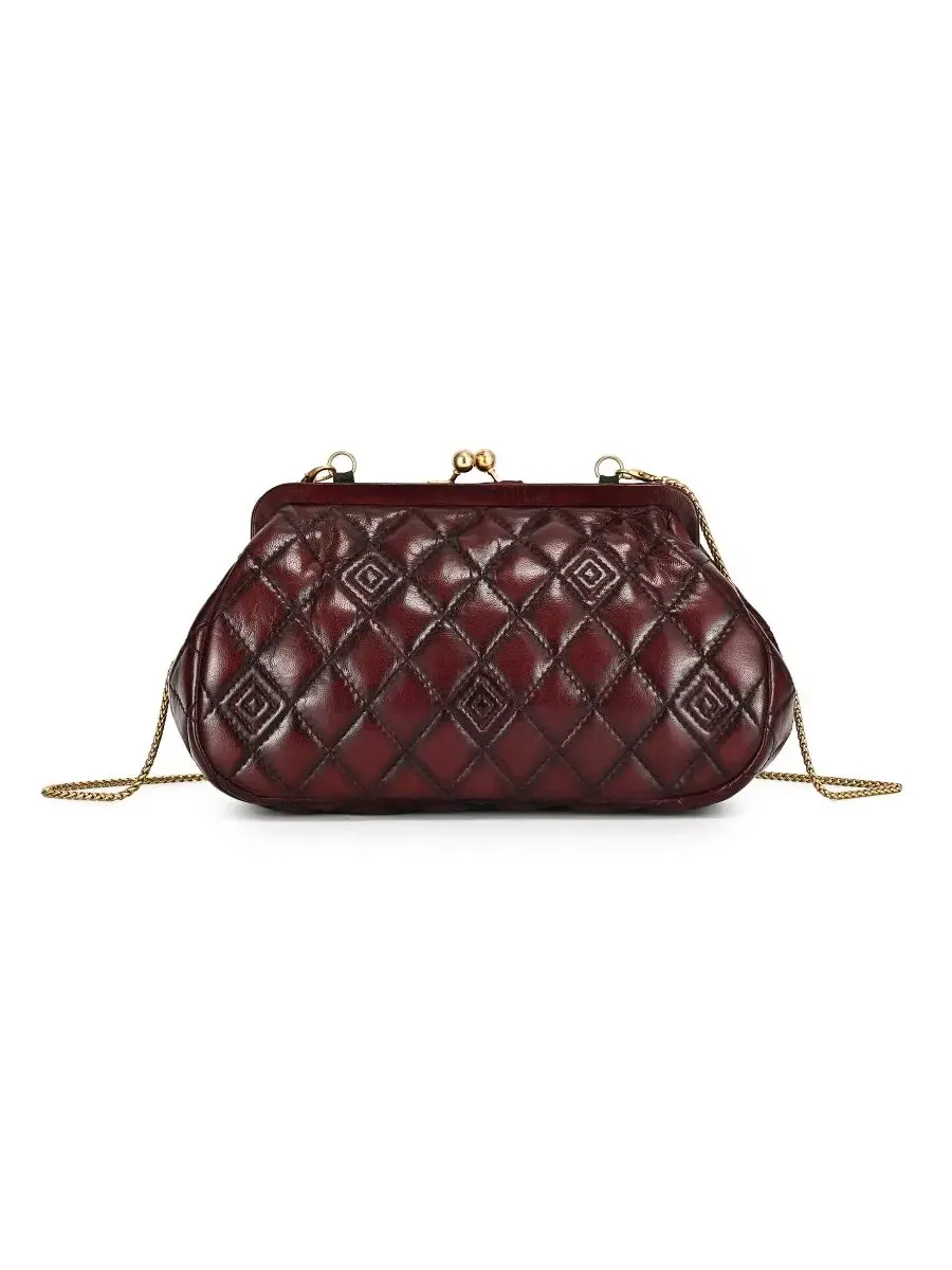Сумка через плечо из стеганой кожи Petunia Small Quilted Leather Crossbody OLD TREND — изображение 1 из 8, бордовый красный