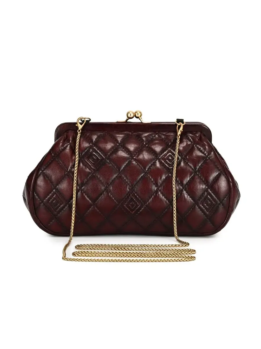 Сумка через плечо из стеганой кожи Petunia Small Quilted Leather Crossbody OLD TREND — изображение 2 из 8, бордовый красный