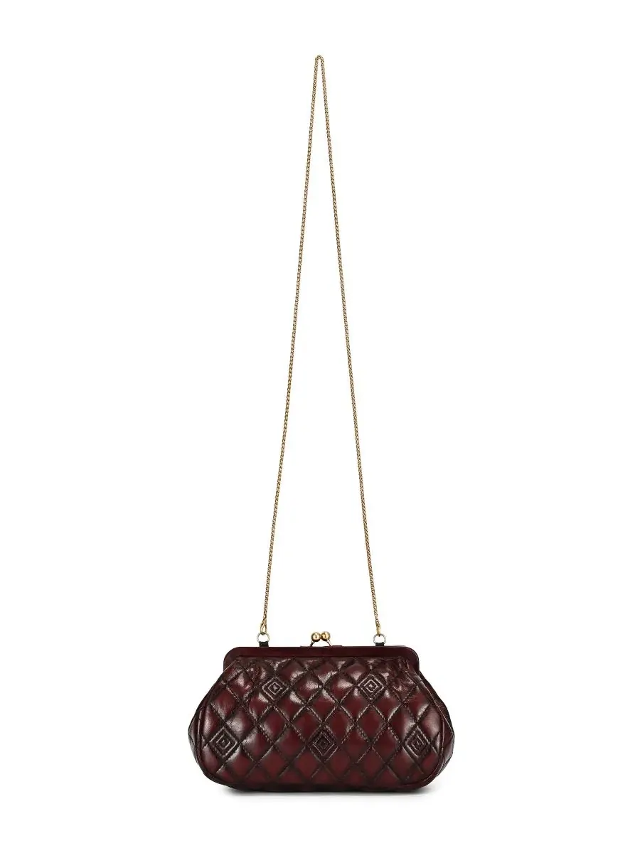 Сумка через плечо из стеганой кожи Petunia Small Quilted Leather Crossbody OLD TREND — изображение 5 из 8, бордовый красный