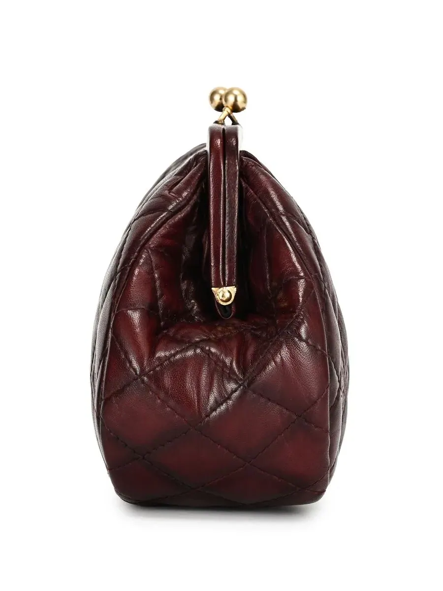 Сумка через плечо из стеганой кожи Petunia Small Quilted Leather Crossbody OLD TREND — изображение 6 из 8, бордовый красный
