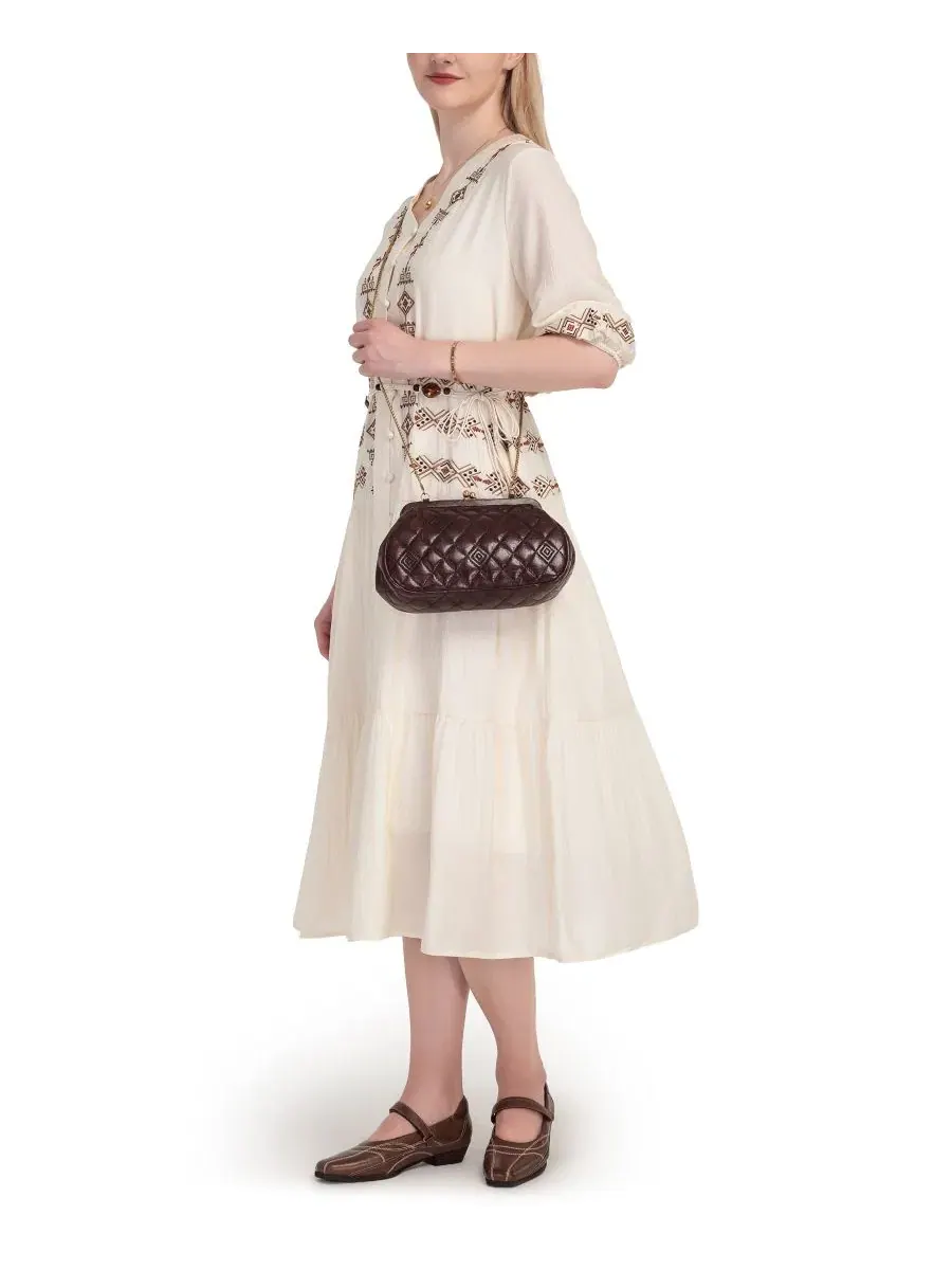 Сумка через плечо из стеганой кожи Petunia Small Quilted Leather Crossbody OLD TREND — изображение 7 из 8, бордовый красный