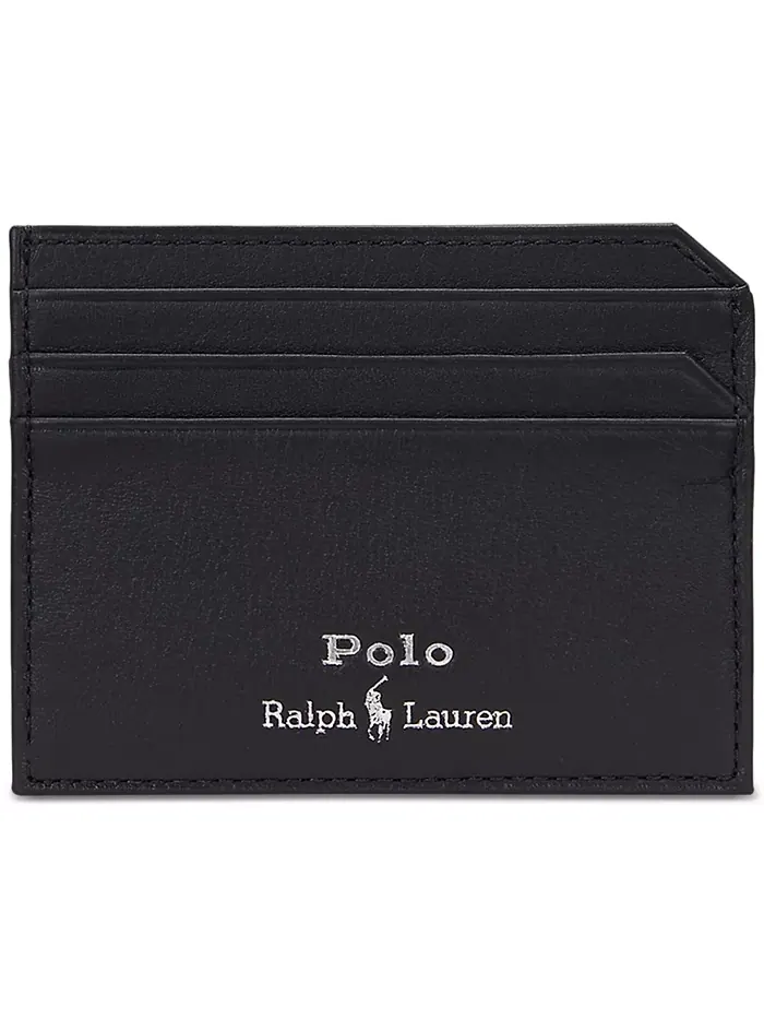 Мужской гладкий кожаный картхолдер Polo Ralph Lauren