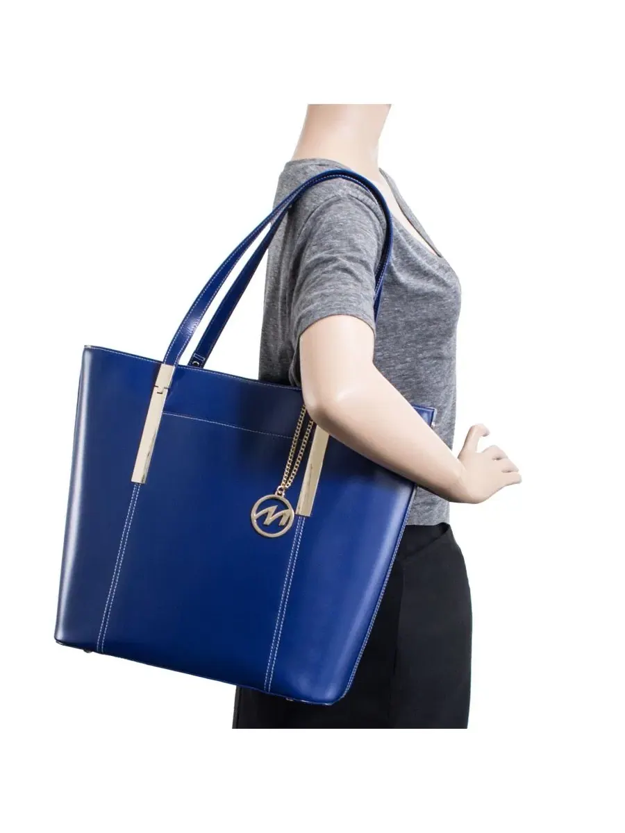 Сумка-тоут с карманом для планшета Savarna Ladies Tote with Tablet Pocket McKlein — изображение 5 из 9, темно-синий