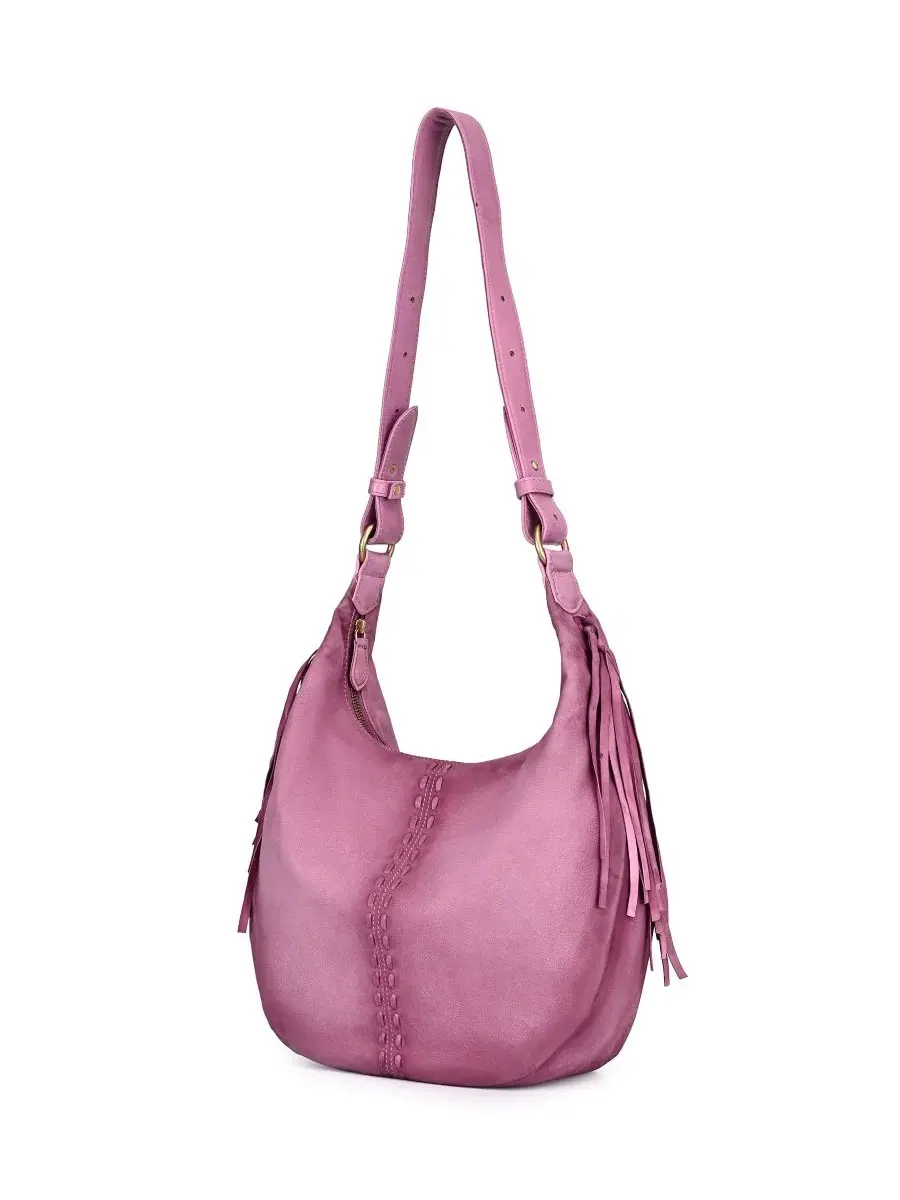 Большая винтажная сумка через плечо с градиентным переходом цвета гортензии Old Trend — изображение 3 из 9, розовый