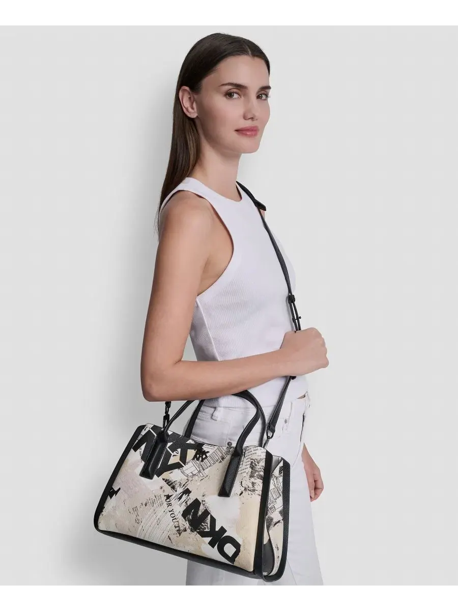 Сумка Josie Medium Josie Satchel Dkny — изображение 7 из 8, белый/черный