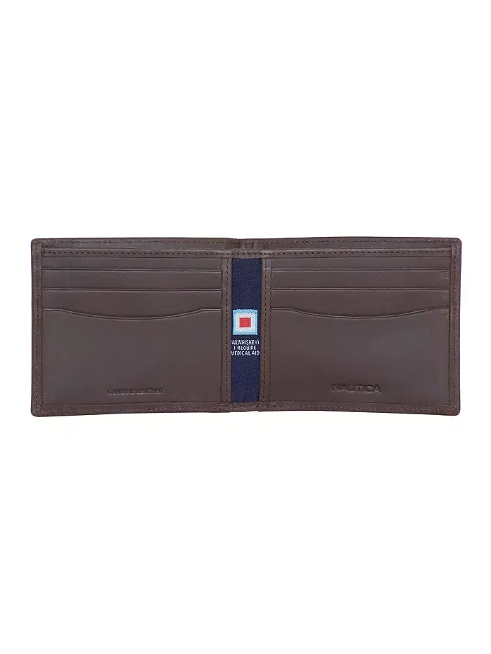 Мужской кожаный кошелек Credit Card с двумя отделениями Nautica — изображение 4 из 4, коричневый