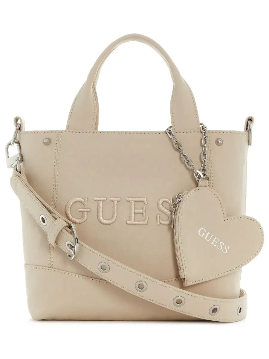 Небольшая сумка-тоут Sasha с подвеской-сердцем GUESS — изображение 1 из 3, серый