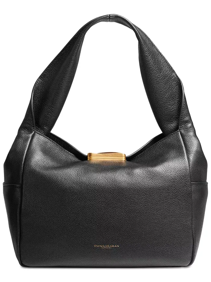 Сумка на плечо из мягкой рифленой кожи Amagansett с рельефной магнитной застежкой Donna Karan New — изображение 1 из 14