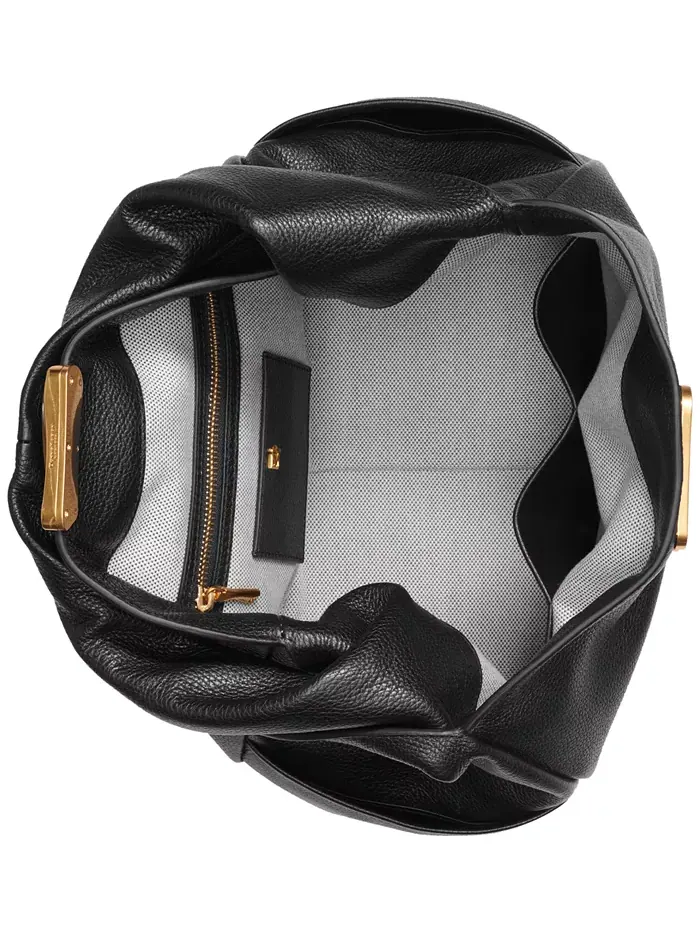Сумка на плечо из мягкой рифленой кожи Amagansett с рельефной магнитной застежкой Donna Karan New — изображение 4 из 14