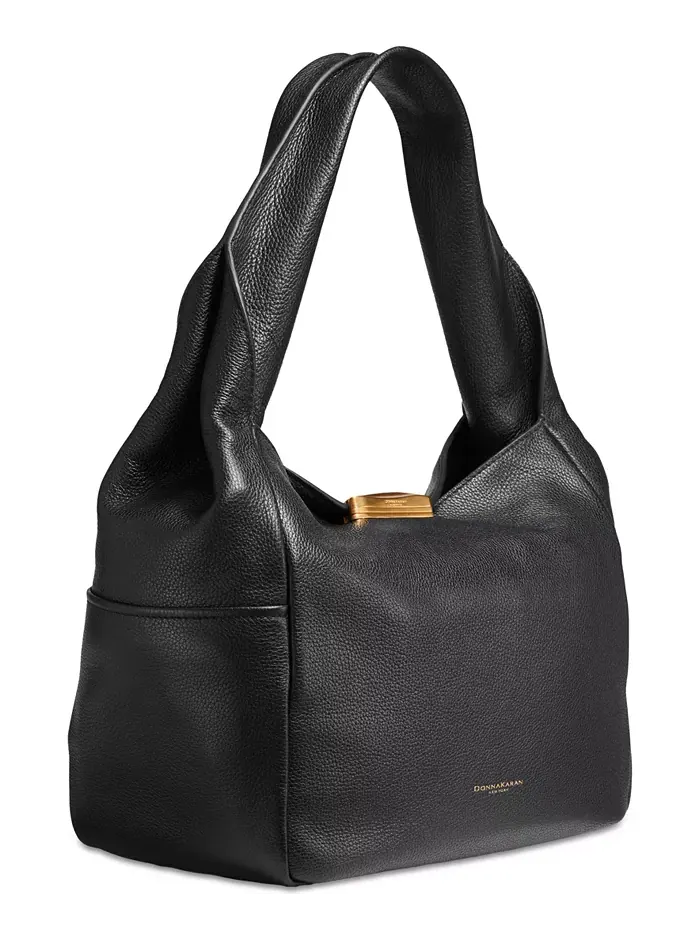 Сумка на плечо из мягкой рифленой кожи Amagansett с рельефной магнитной застежкой Donna Karan New — изображение 5 из 14