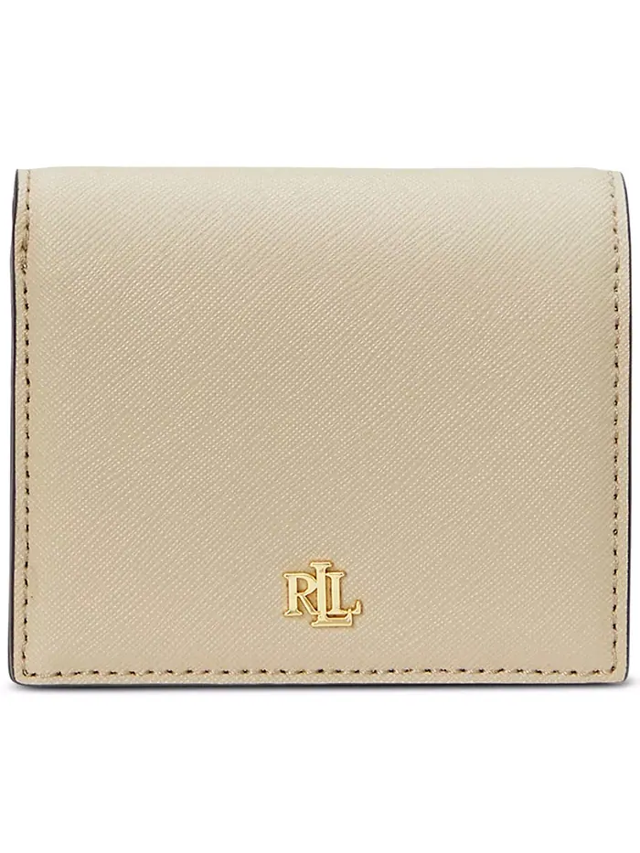 Компактный кожаный кошелек Crosshatch Lauren Ralph Lauren — изображение 1 из 3, бежевый