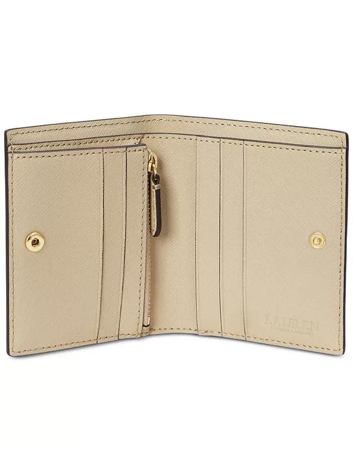 Компактный кожаный кошелек Crosshatch Lauren Ralph Lauren — изображение 3 из 3, бежевый