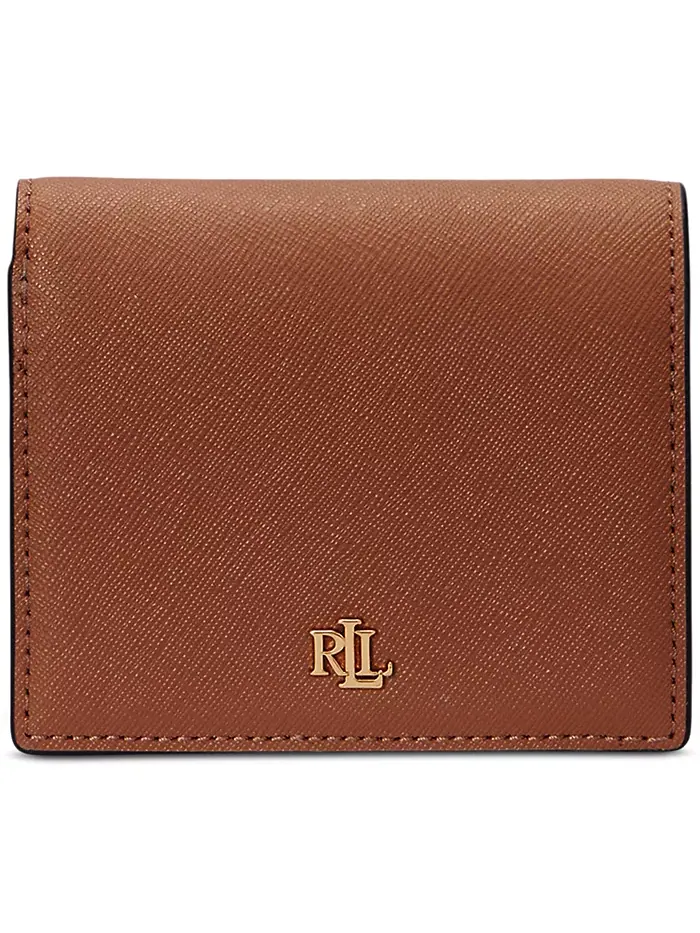 Компактный кожаный кошелек Crosshatch Lauren Ralph Lauren — изображение 1 из 3, бежевый