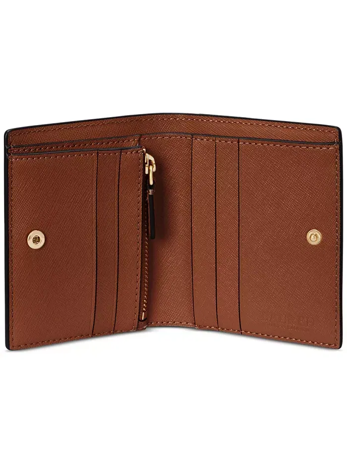 Компактный кожаный кошелек Crosshatch Lauren Ralph Lauren — изображение 3 из 3, бежевый