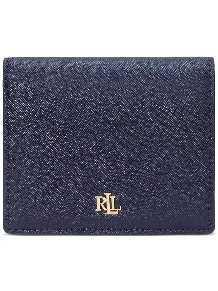 Компактный кожаный кошелек Crosshatch Lauren Ralph Lauren — изображение 1 из 3, темно-синий