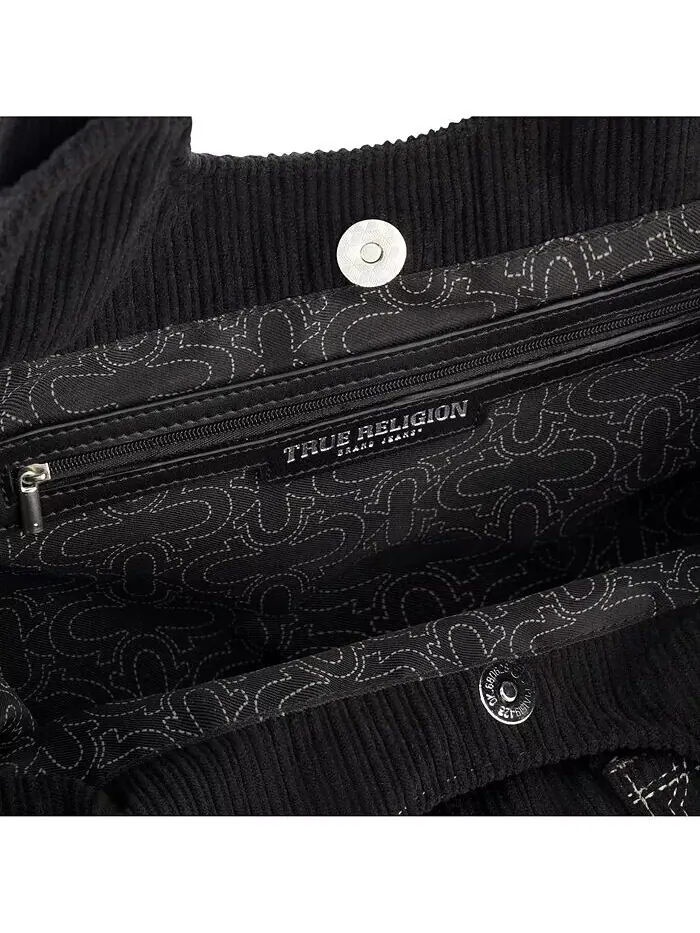Вельветовая сумка-портфель подковообразного шва True Religion — изображение 3 из 6, черный