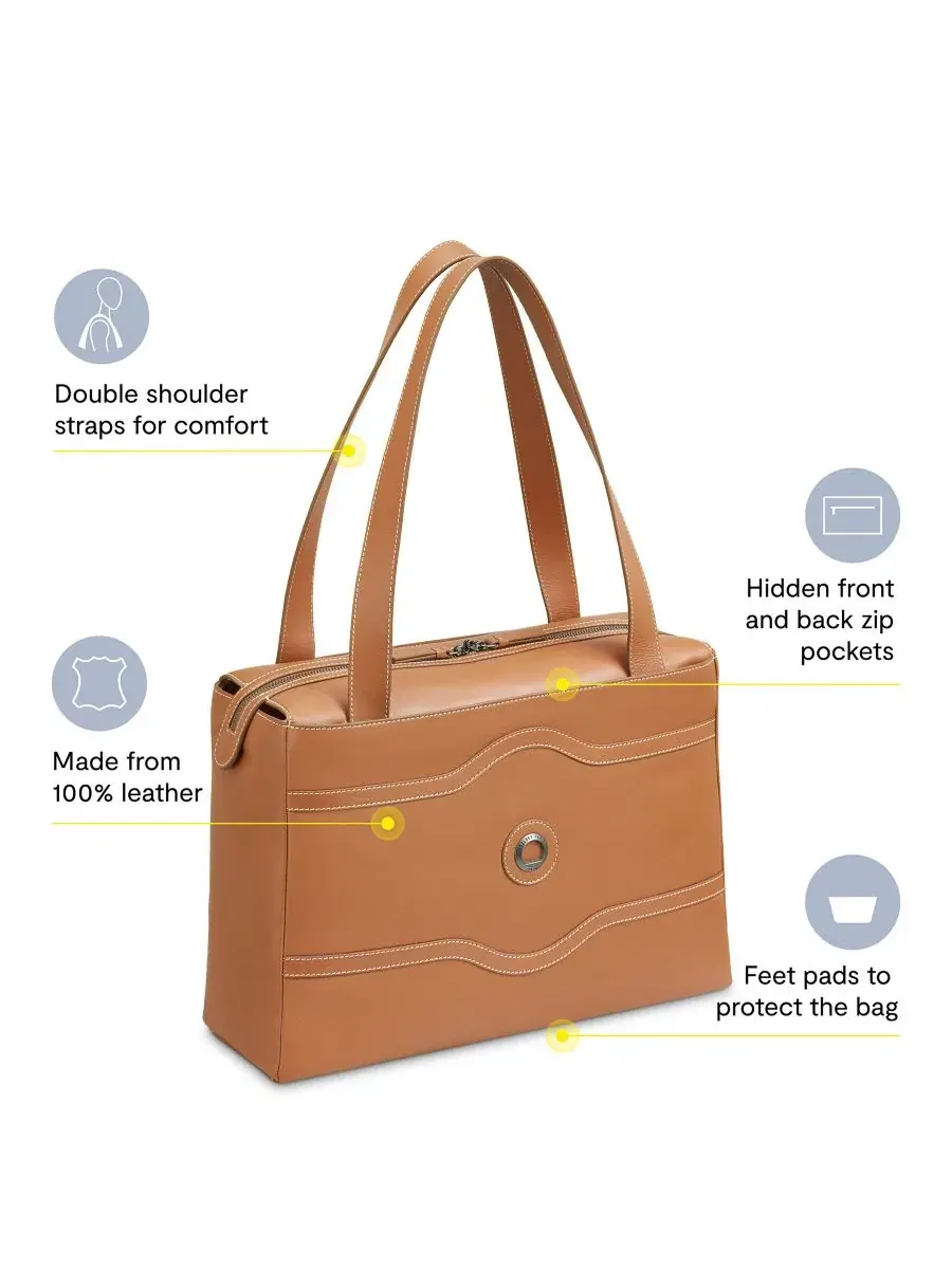 Кожаная сумка-шопер Chatelet Leather Tote Delsey Paris — изображение 2 из 8, коричневый