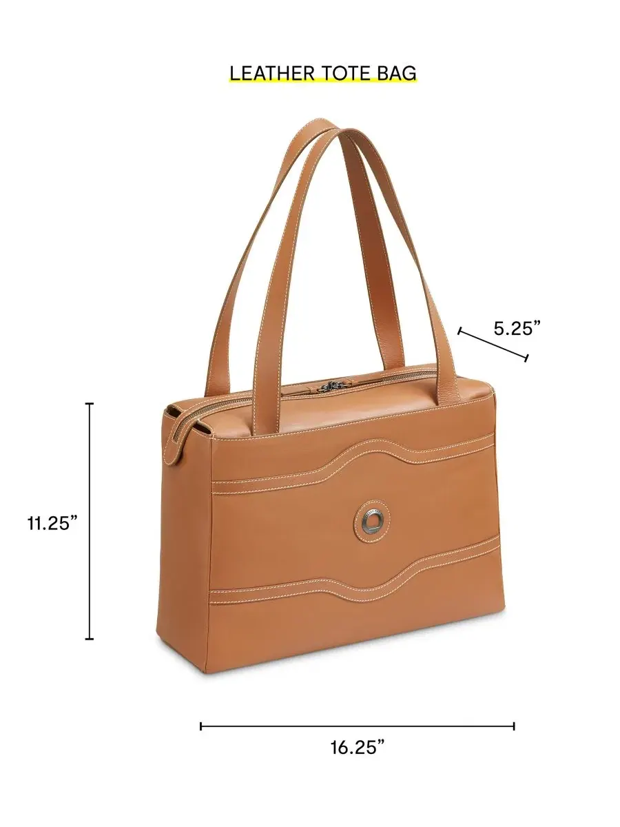 Кожаная сумка-шопер Chatelet Leather Tote Delsey Paris — изображение 3 из 8, коричневый