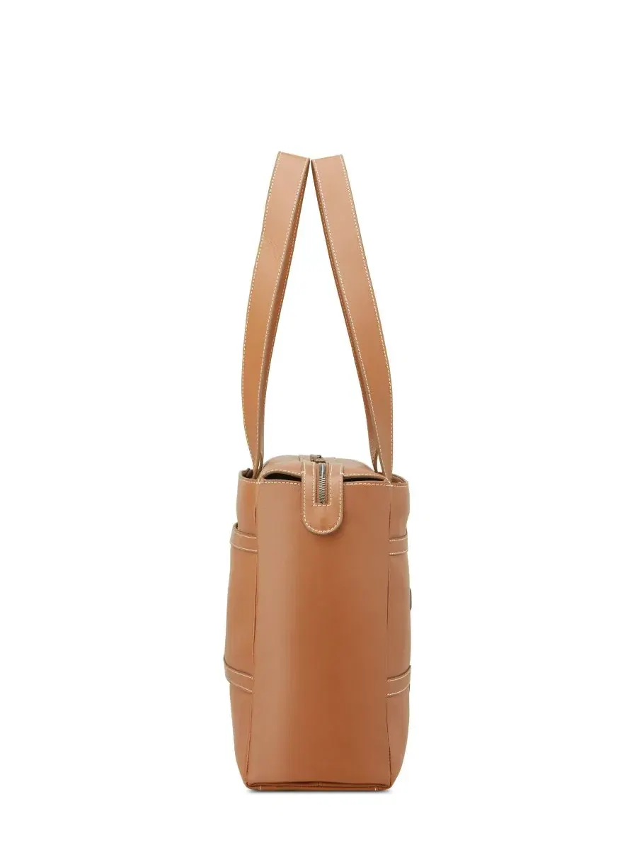 Кожаная сумка-шопер Chatelet Leather Tote Delsey Paris — изображение 6 из 8, коричневый