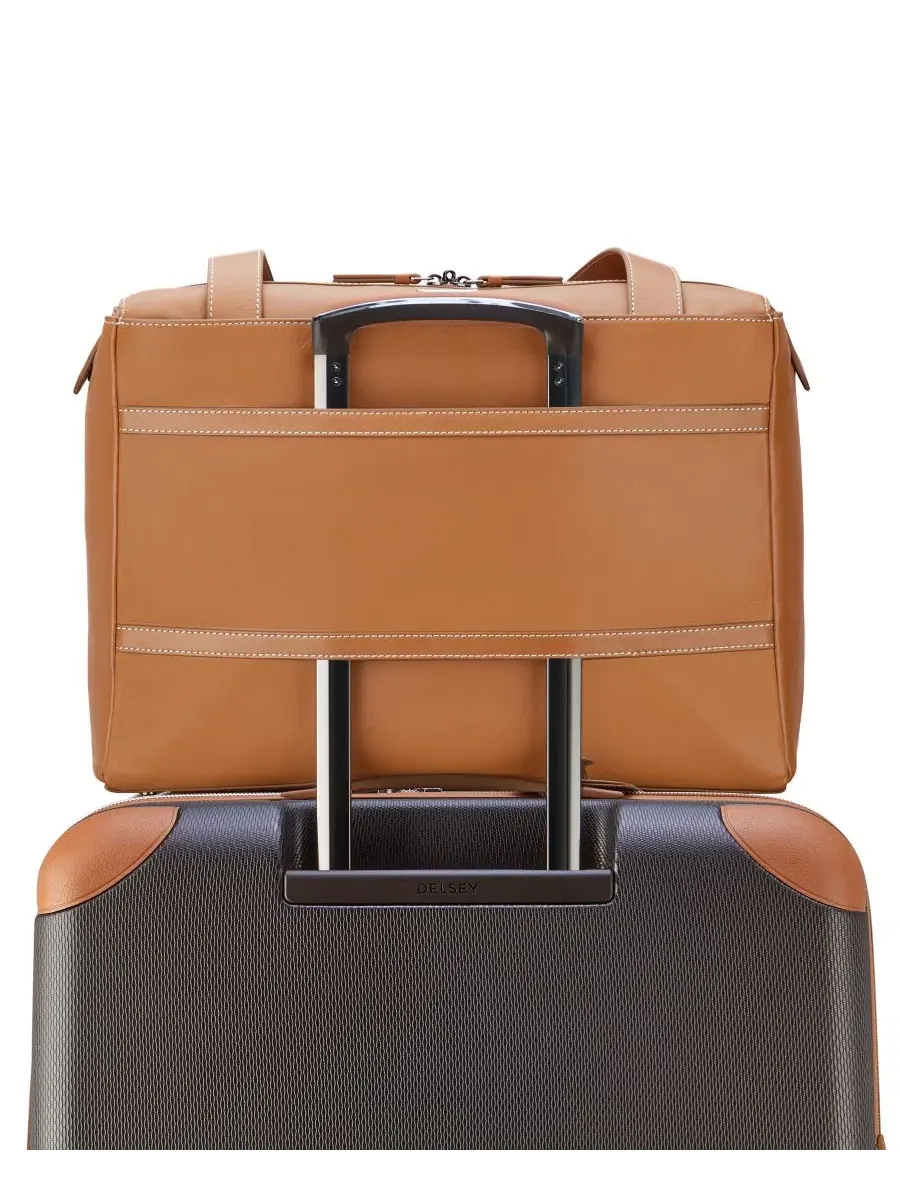 Кожаная сумка-шопер Chatelet Leather Tote Delsey Paris — изображение 8 из 8, коричневый