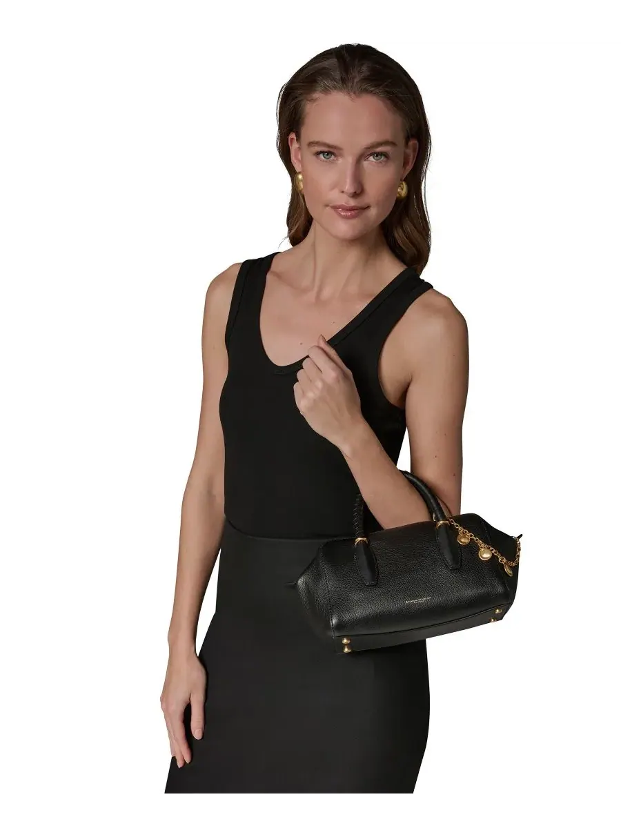 Сумка-мессенджер среднего размера из кожи Шантильи Donna Karan New York — изображение 5 из 5, черный/золотистый