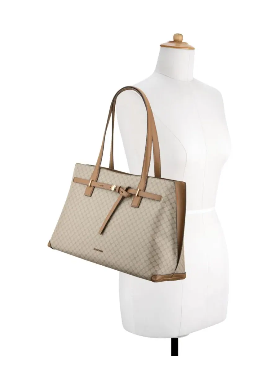 Сумка-шопер Nine West Tayci Laptop Large, с поясом, для ноутбука 13-15 дюймов — изображение 3 из 6, бежевый