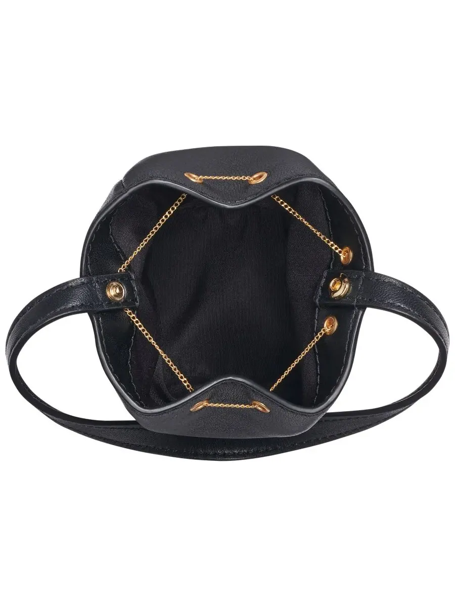 Миниатюрная кожаная сумка-клатч из сизаля Donna Karan New York — изображение 2 из 6, черный/золотистый