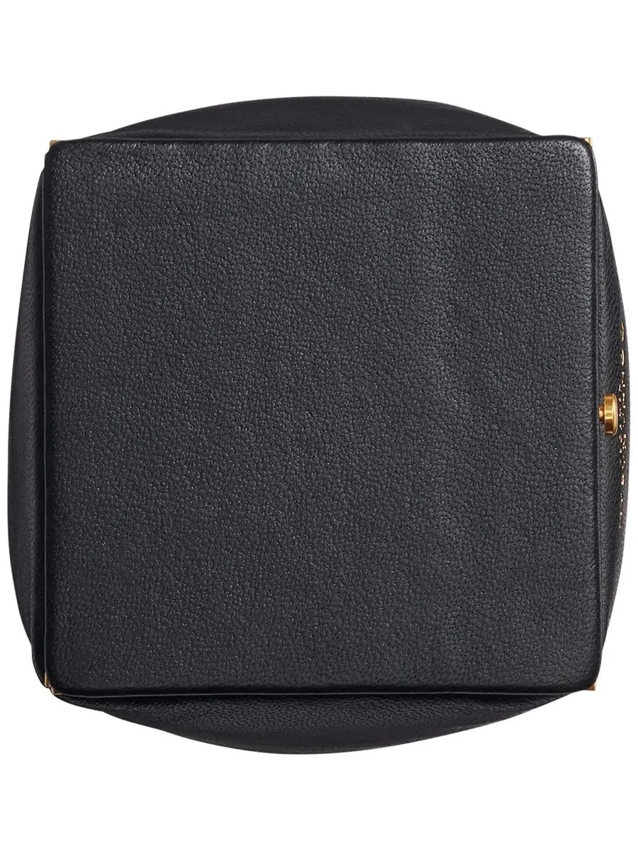 Миниатюрная кожаная сумка-клатч из сизаля Donna Karan New York — изображение 3 из 6, черный/золотистый