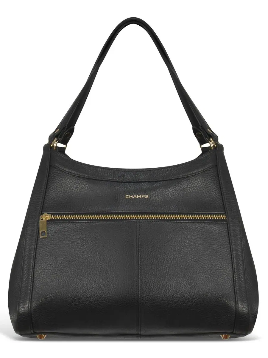Дорожная сумка-хобо из кожи, 38 см, с RFID-карманом, Gala Collection CHAMPS