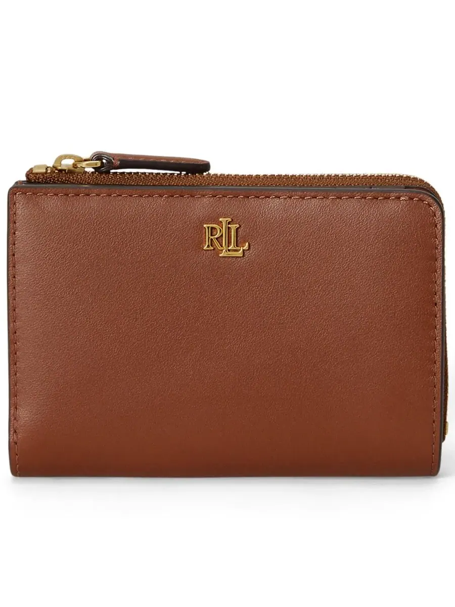 Кошелек-бифолд из гладкой кожи Small Bifold Wallet Lauren Ralph Lauren — изображение 1 из 4, бежевый